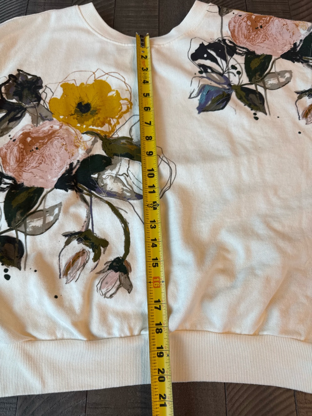 Pilcro - Anthropologie The Niki Bubble Cream Floral Sweatshirt Women's Size L - Picture 12 of 16